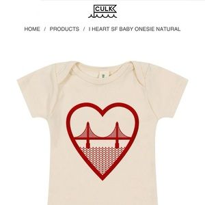 I ♥️ Heart SF 6-9-12m Baby Onesie organic cotton NWOT beige natural california